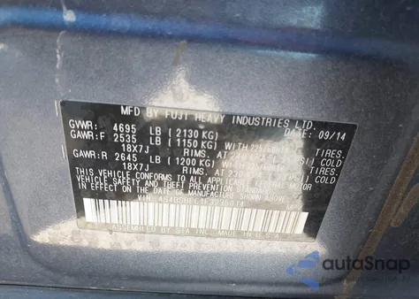 2015 Subaru Outback 2.5I Limited z USA, uszkodzony, nr VIN 4S4BSBLC1F3235014